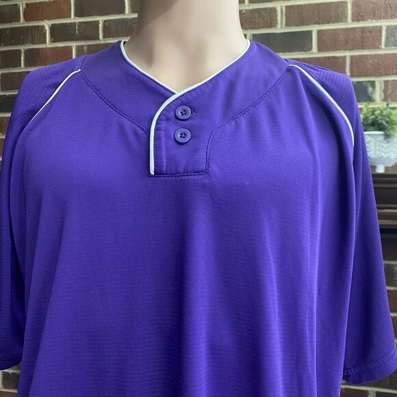 Wilson Men Sporting Goods Double Bar Mesh 2-Button Jersey Adult Sz L Purple Used - Picture 4 of 15